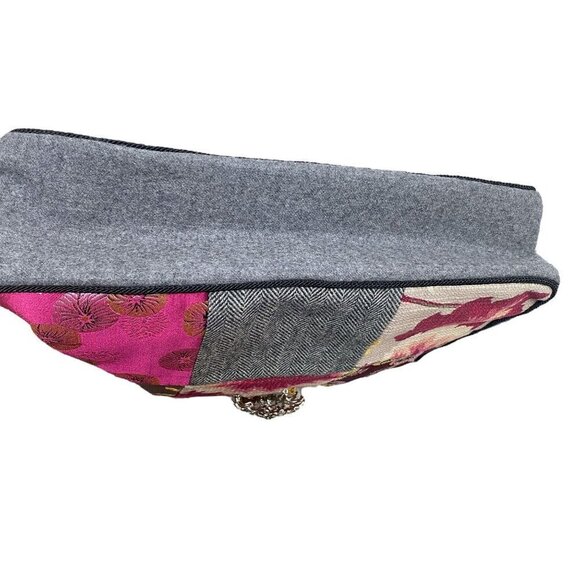 NIZNIK New York Bag Boutique Designer Handbag Fabric Patchwork Clutch Brooch - Picture 10 of 12